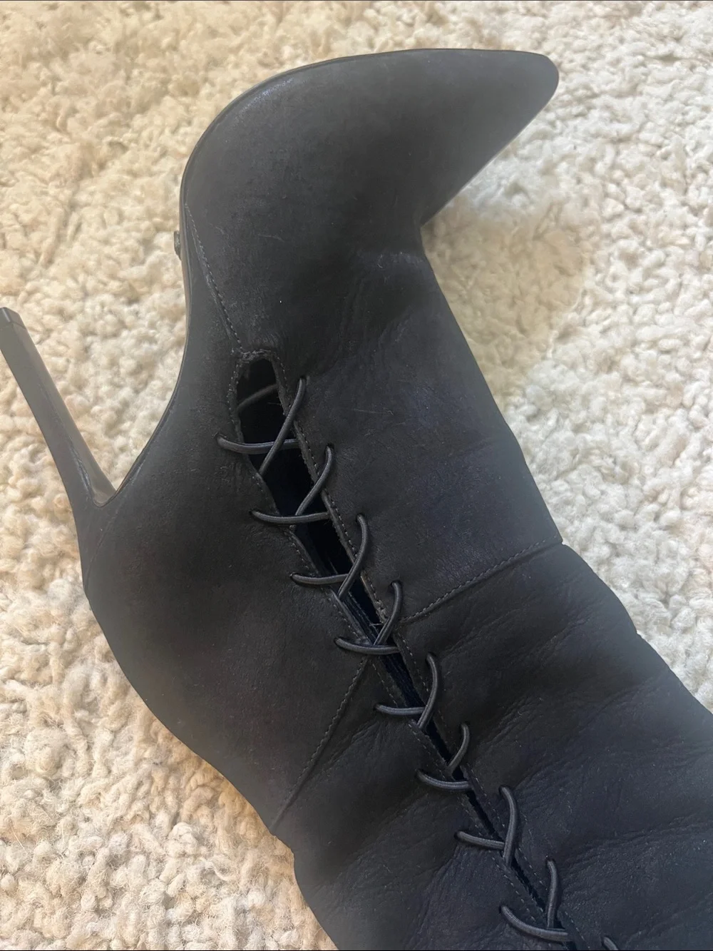SCHUTZ Black Over-the-Knee Lace-Up Stiletto Boots